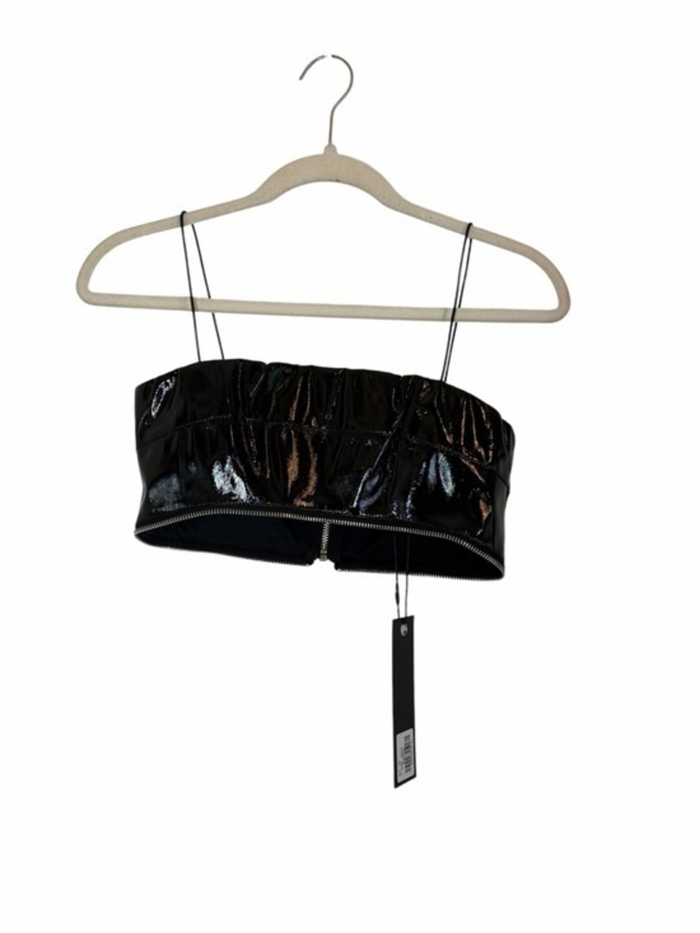 I.AM.GIA Isla Patent Faux Leather Zip Corset Tube Top NWT Black S